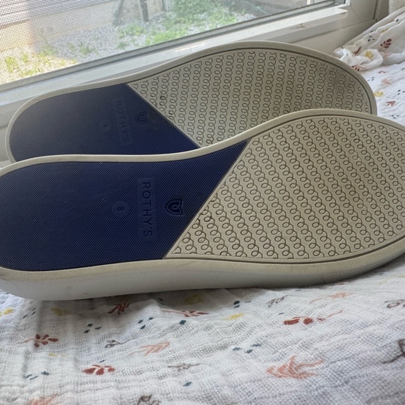 Rothy's White and Yellow Knit Sneakers with yellow stripe - Picture 4 of 4